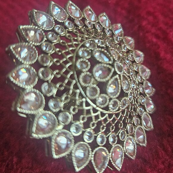 Adjustable Ring Gold Plated Indian Bollywood Style Kundan Jewelry - Picture 3 of 3